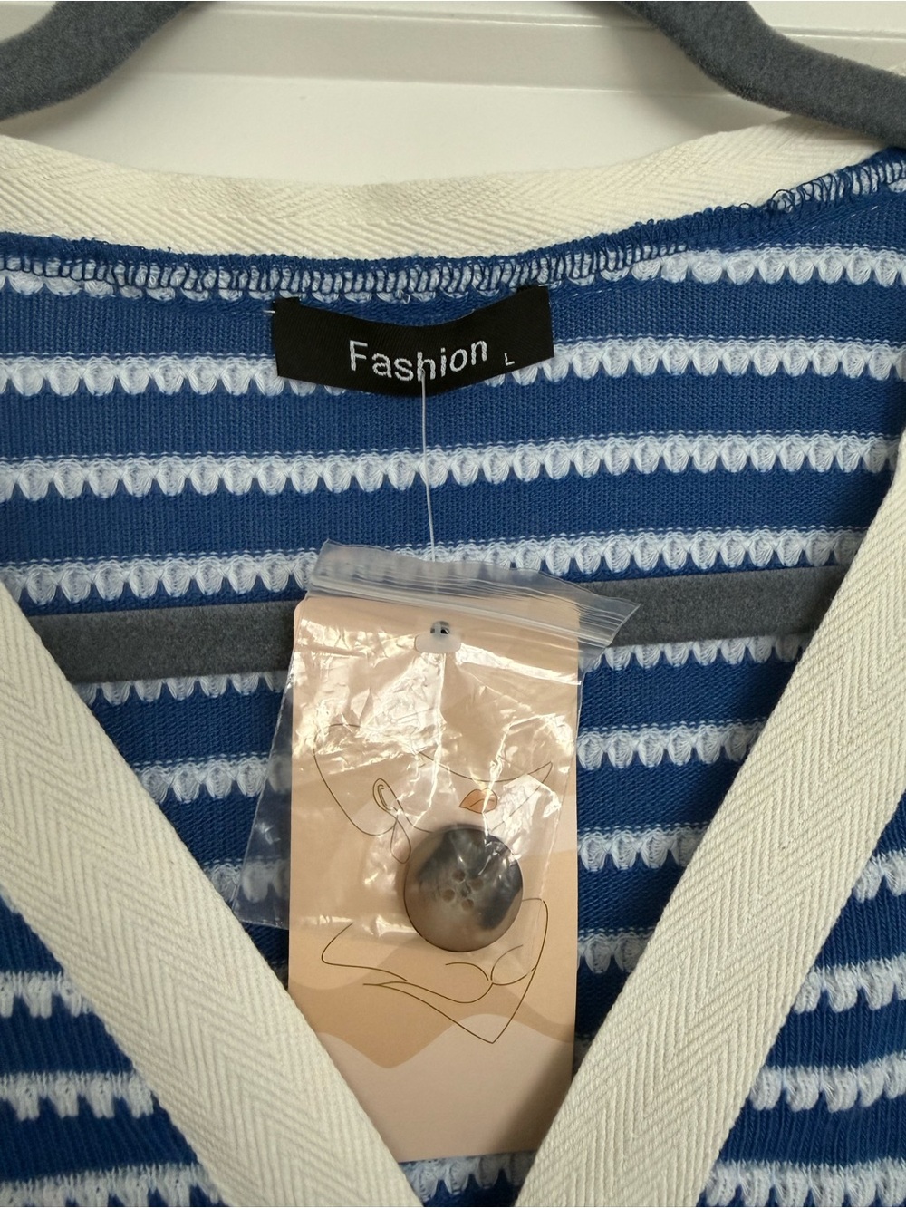 Blue and White Striped Knit Midi Dress - Picture 3 of 3